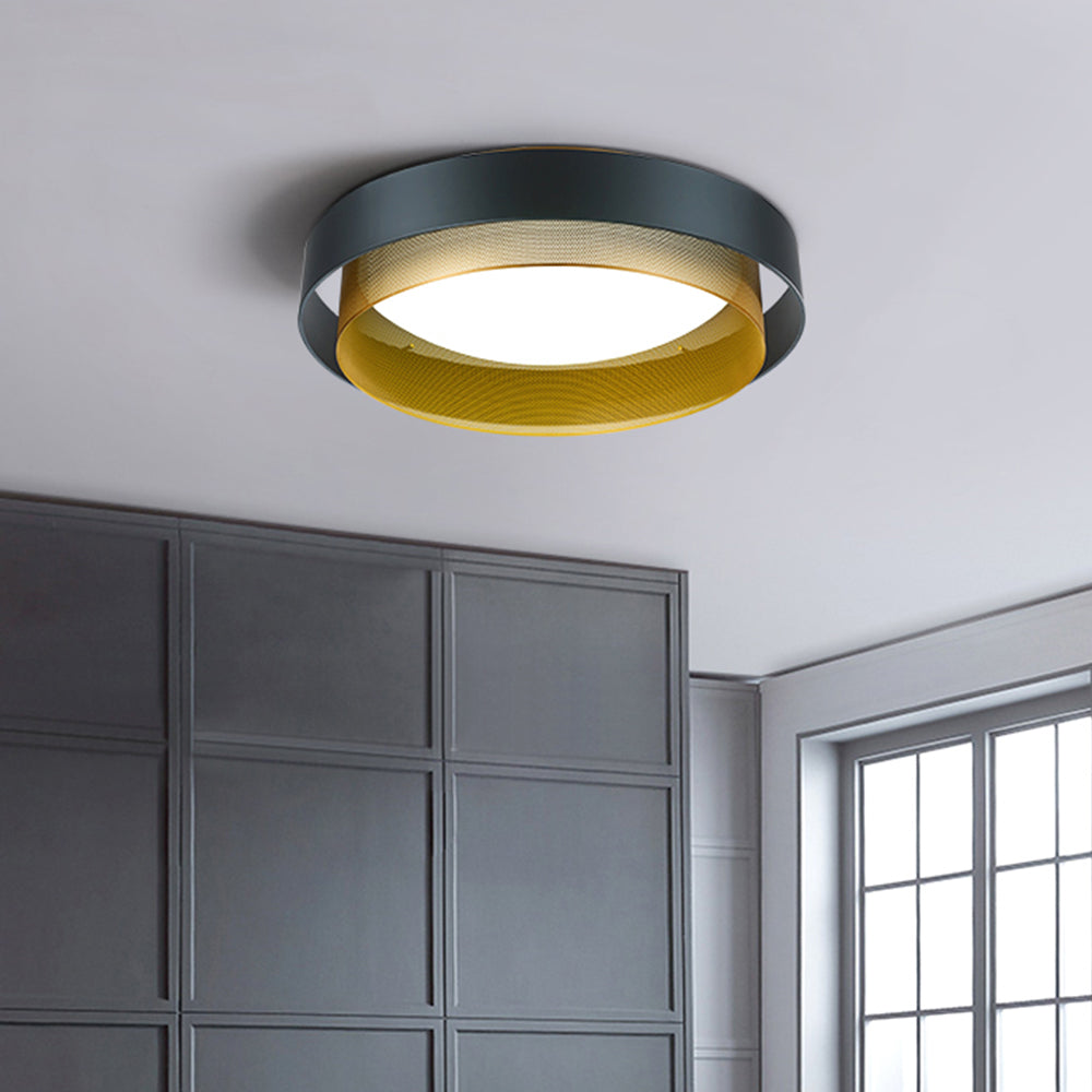 Gold Inner Ring Flush Mount Ceiling Light In White Or Black
