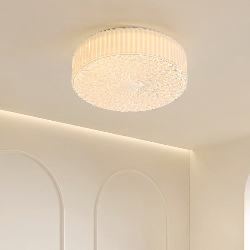 Cream Glass LED Flush Mount Ceiling Light For Study And Bedroom