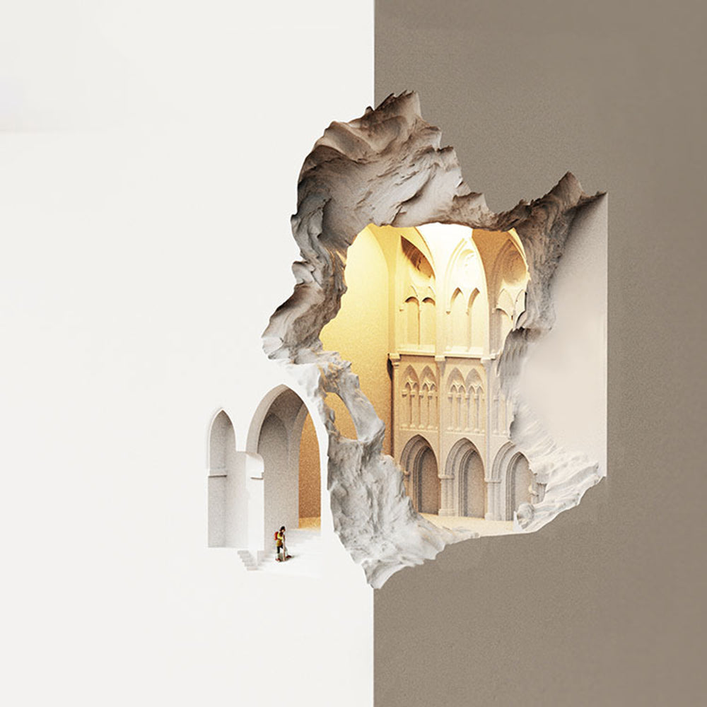 Art Deco Plaster Wall Light With Flush Mount LED White Finish