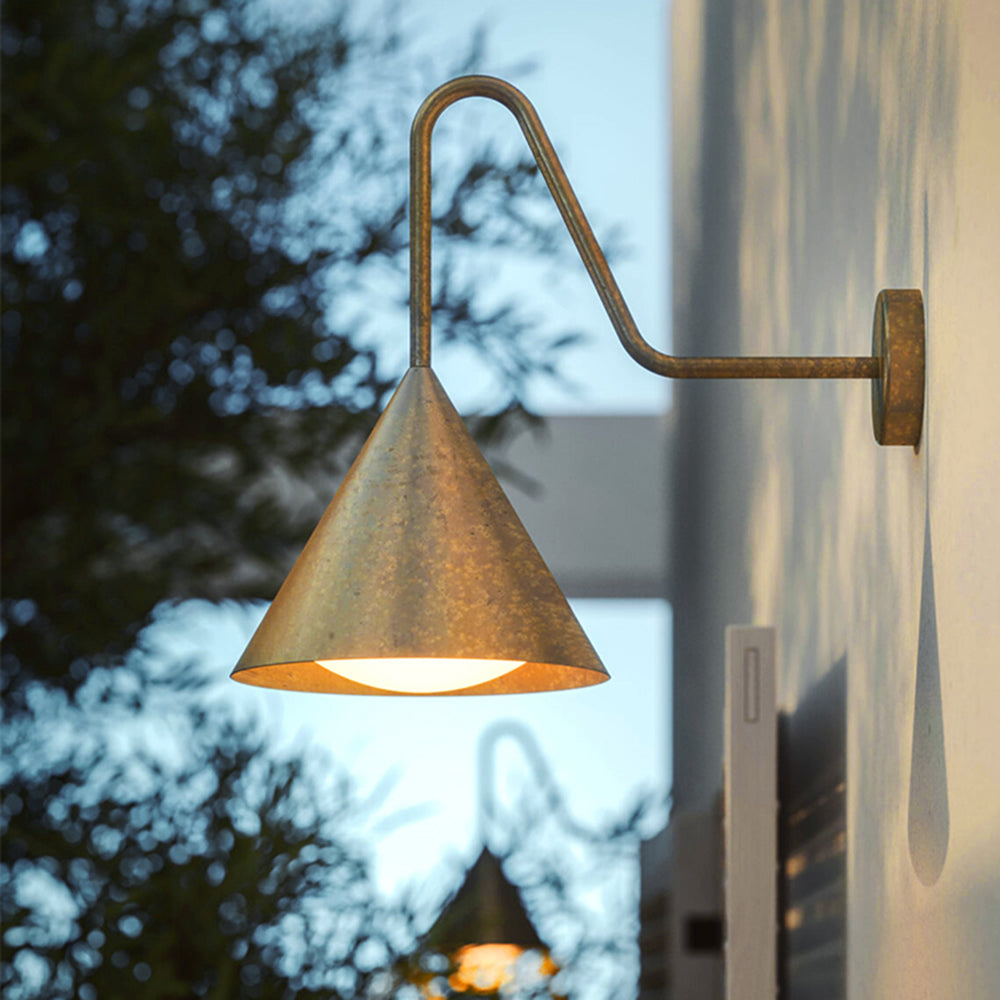 Minimalist Cone Outdoor Wall Light Metal IP65 Waterproof Black Gold