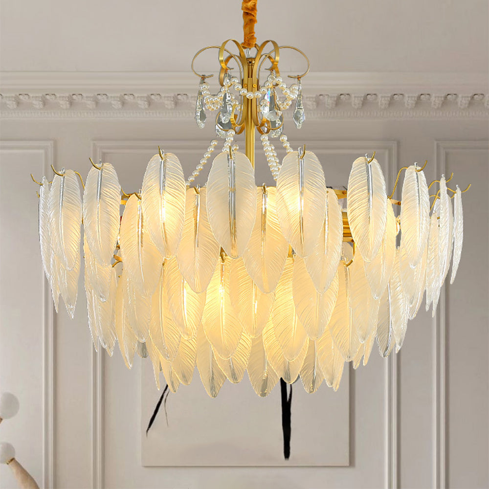 Luna Pearl Glass and Metal Chandelier White