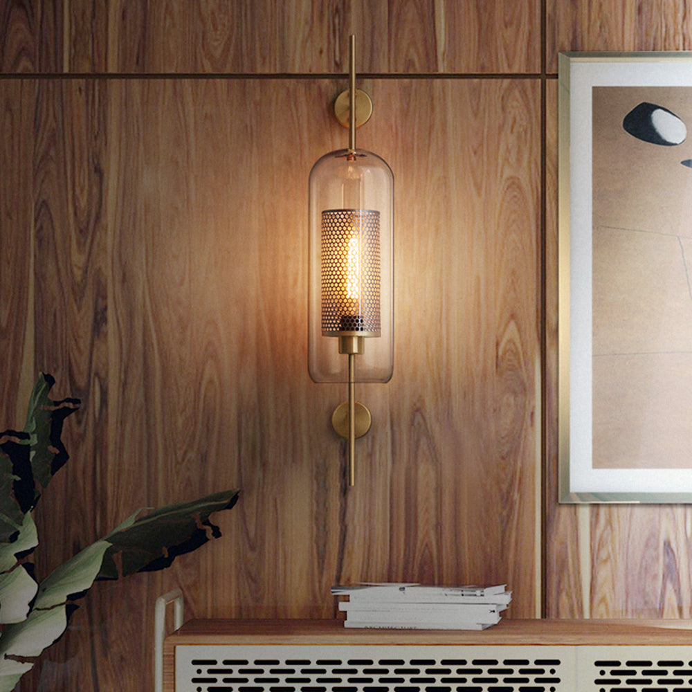 Global Clear Glass Wall Light With Industrial Metal Frame