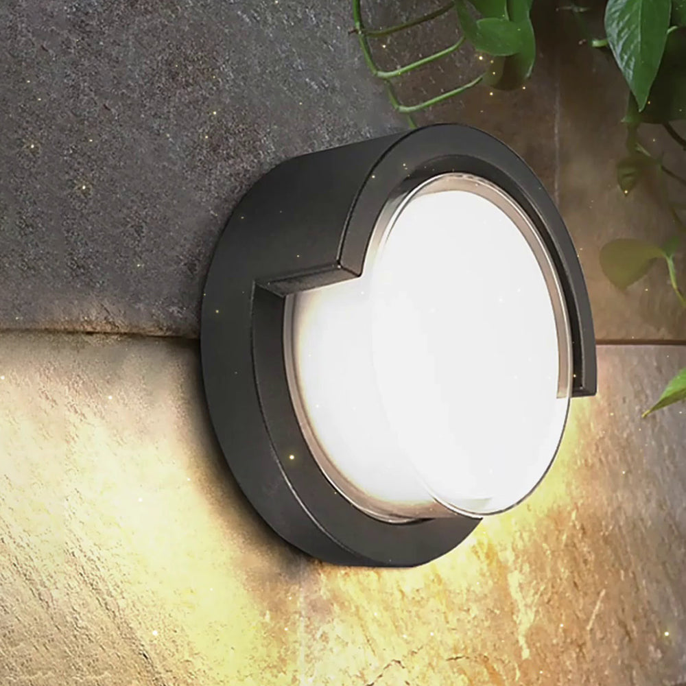 Ray Modern Outdoor Wall Light Black Metal Round Or Rectangular