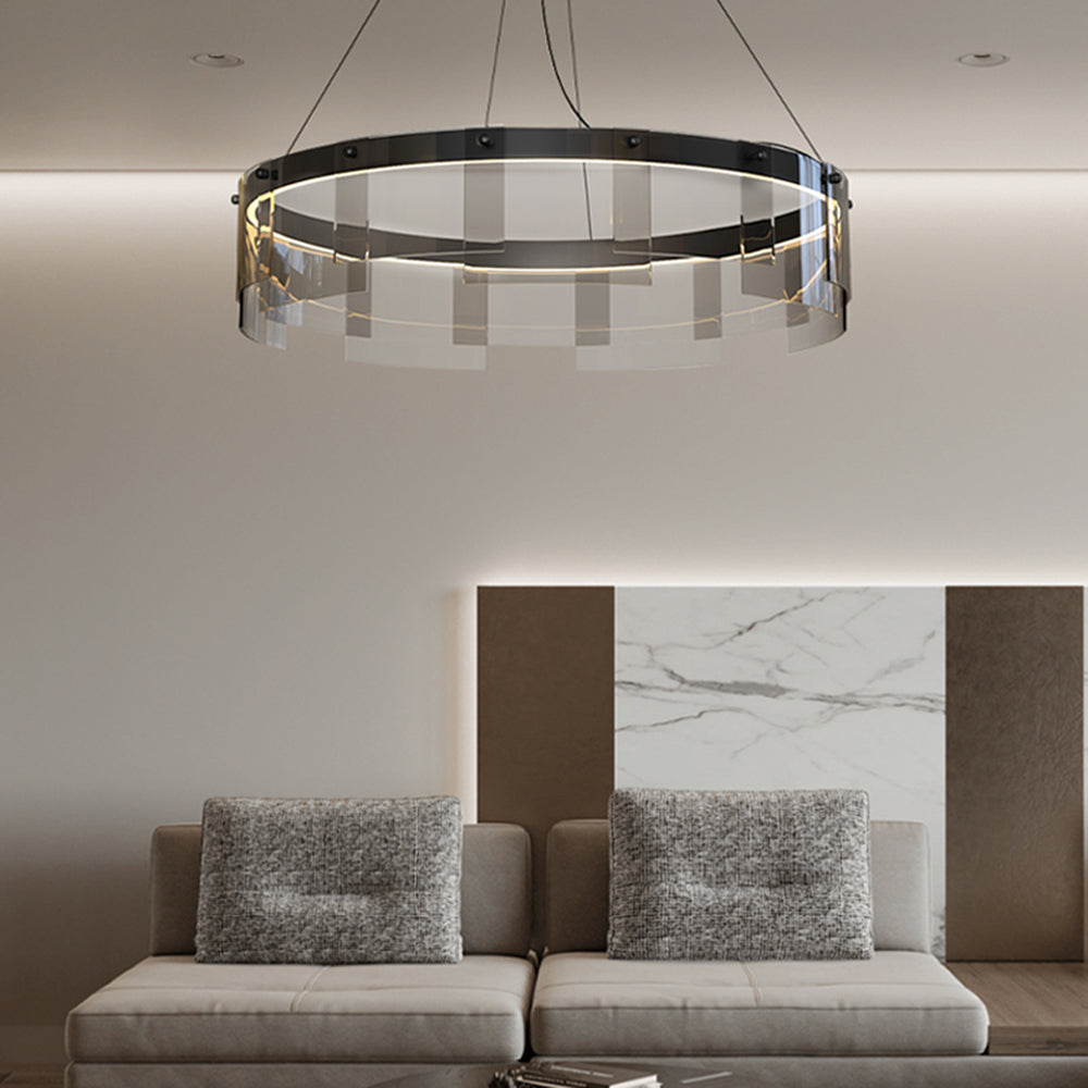 Black Ring Metal Pendant Light For Ambient Living Rooms