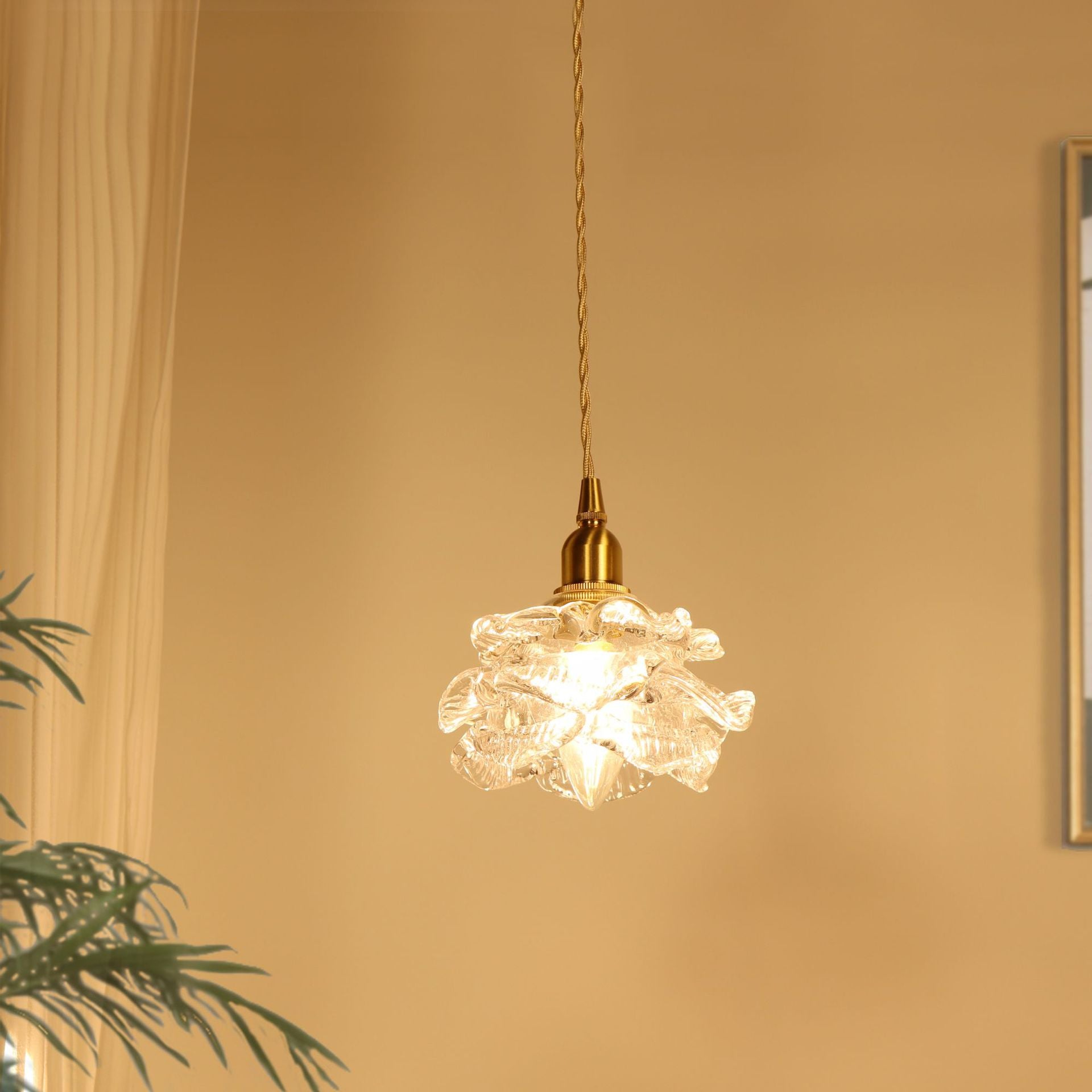 Romantic Rose Pendant Light With Clear Glass