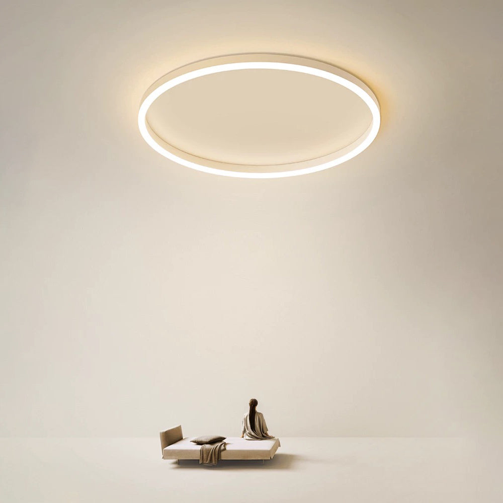 Sleek Circular Flush Mount Ceiling Light In Black Gold Or White