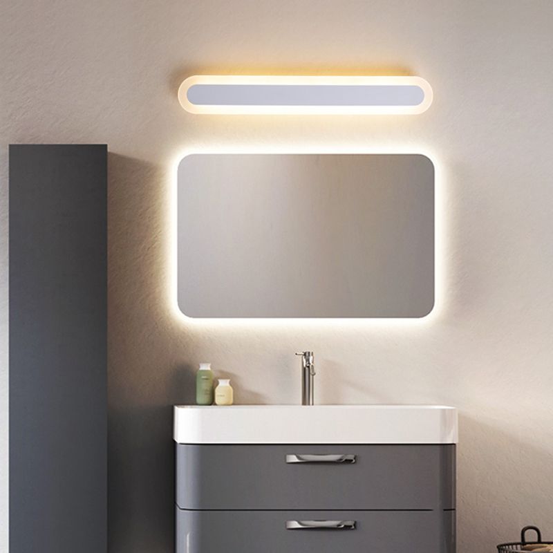 White Brown Linear Vanity Wall Light With Metal Frame For Bathroom