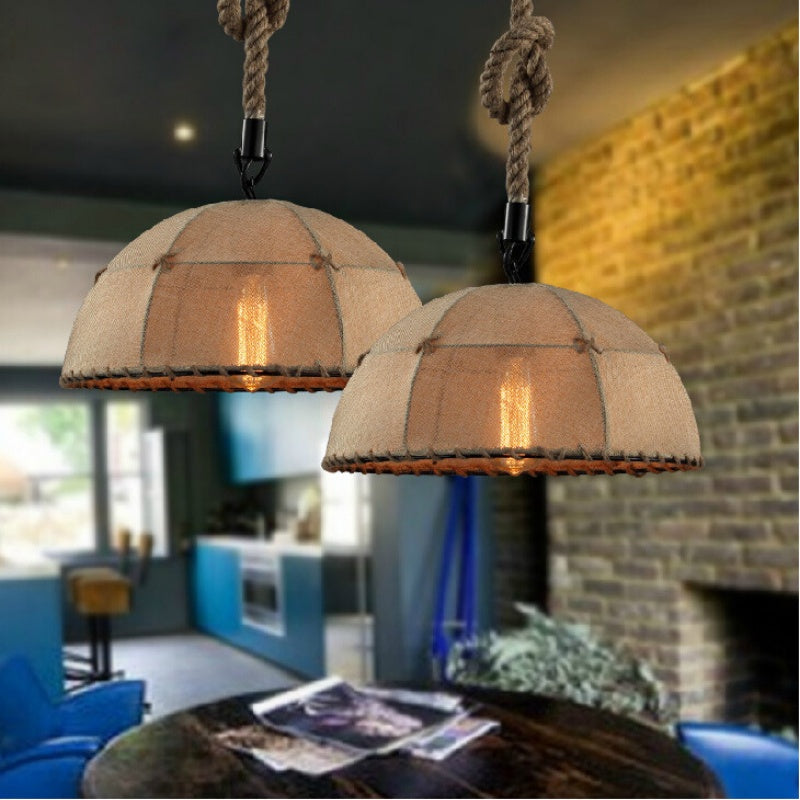 Industrial LED Pendant Light With Metal Rope Accents
