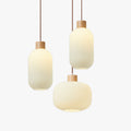 Wood And Glass Pendant Light White With Glare Free Lighting