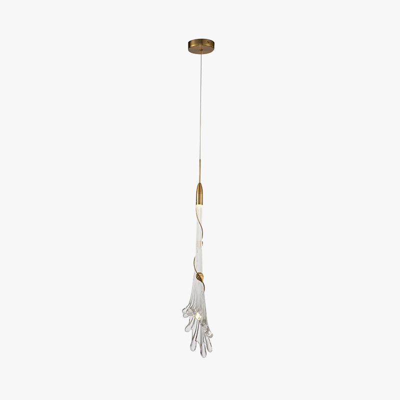 Suspension en verre et métal, effet fleur cristal pour chambre