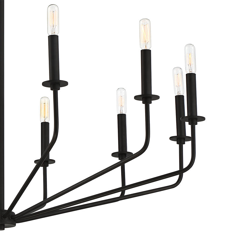 Aurora Industrial LED Chandelier For Living Room Black Metal