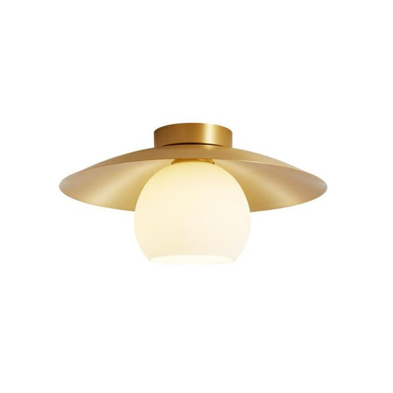 Auric Nordic Retro LED Flush Ceiling Light With Metal And Glass