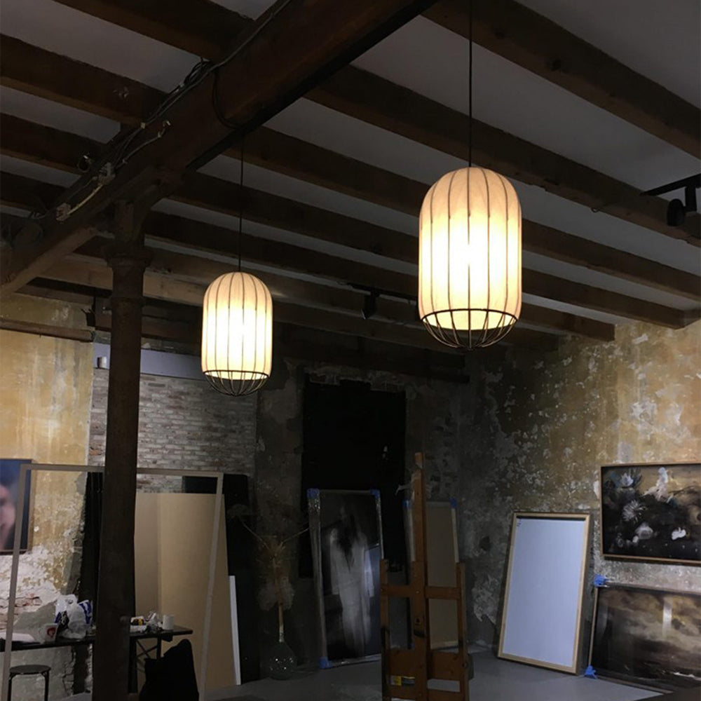 Fabric Pendant Light With Soft Diffuser Vintage French Vibe
