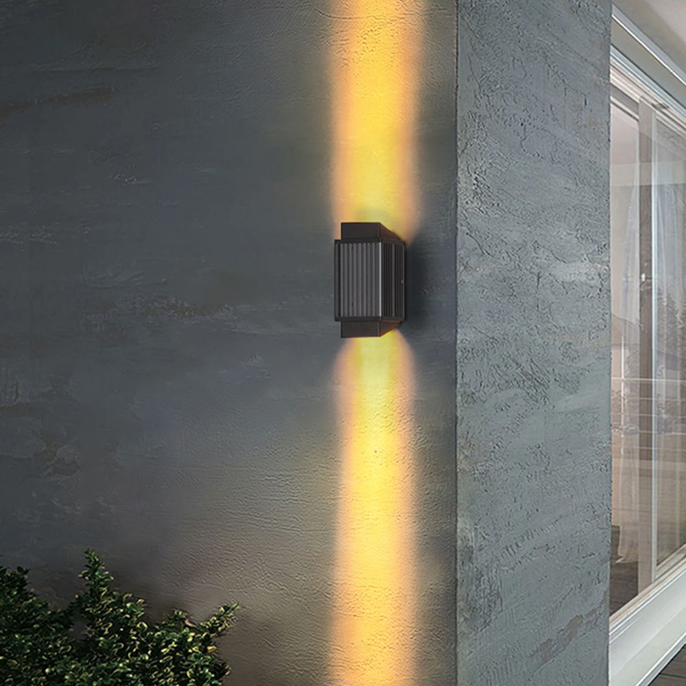 Black Modern Outdoor Wall Light LED Round Rectangular Metal