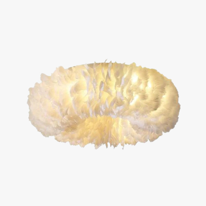 Swan Feather Round Flush Mount Ceiling Light