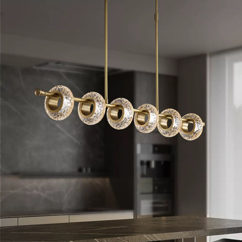 Gold Brass Pendant Lamp With Elegant Crackle Glass Shade