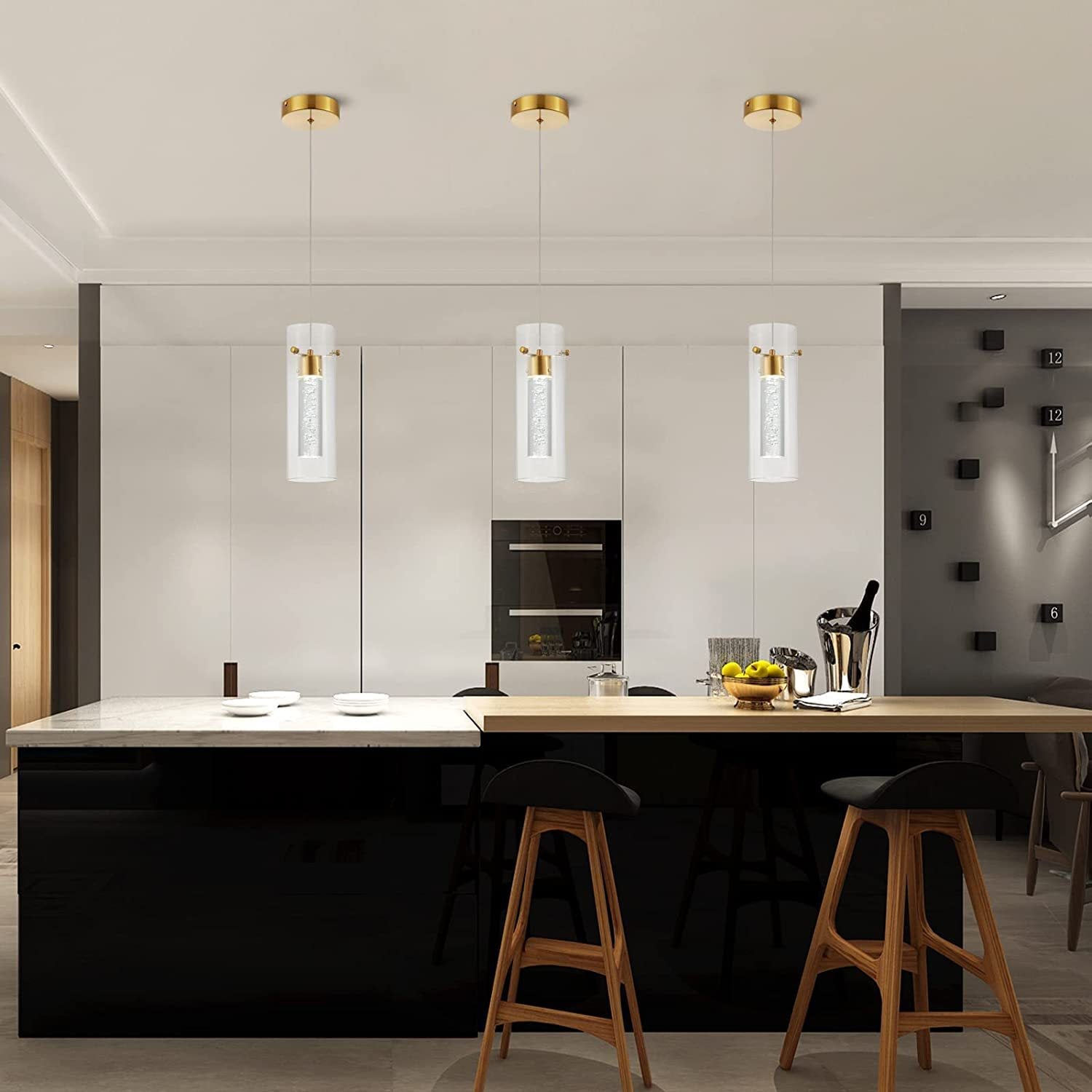 Brass Glass Pendant Light Cluster Dimmable