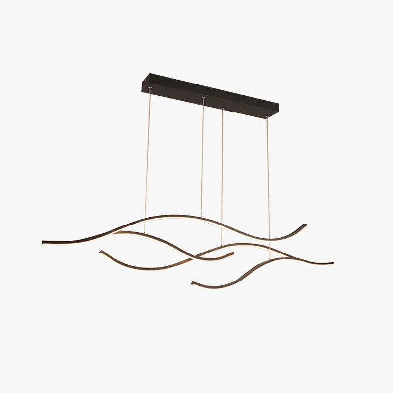 Multi-Curved Pendant Light In Black Gold Dimmable