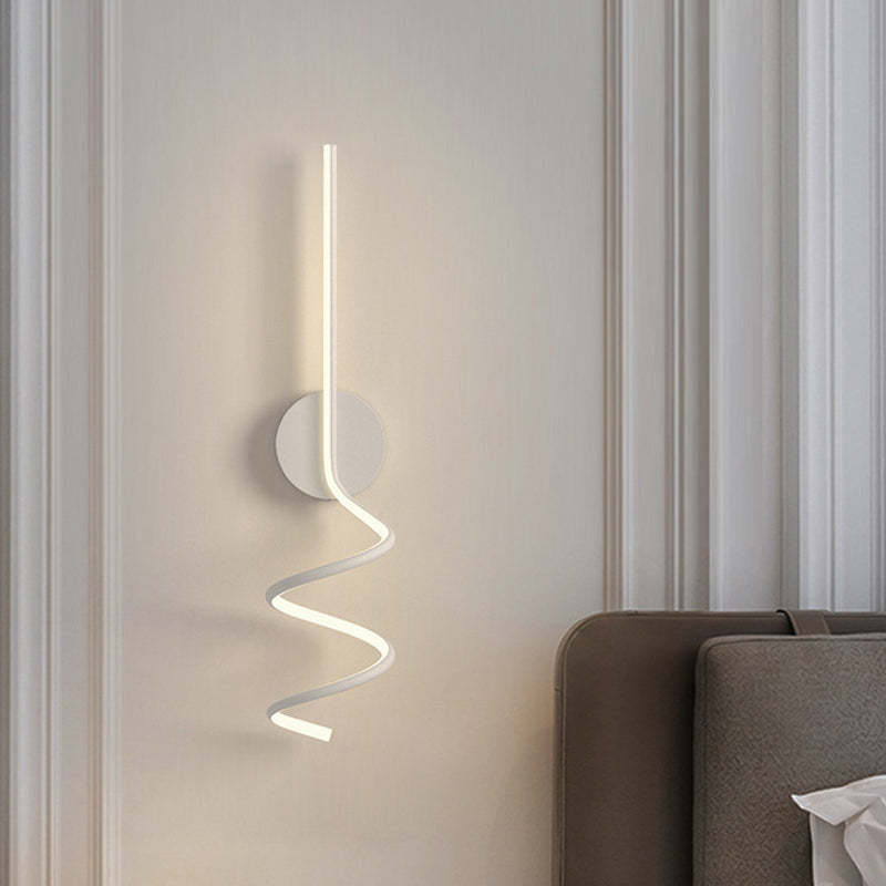 Spiral LED Art Wall Light In Matte Black And White