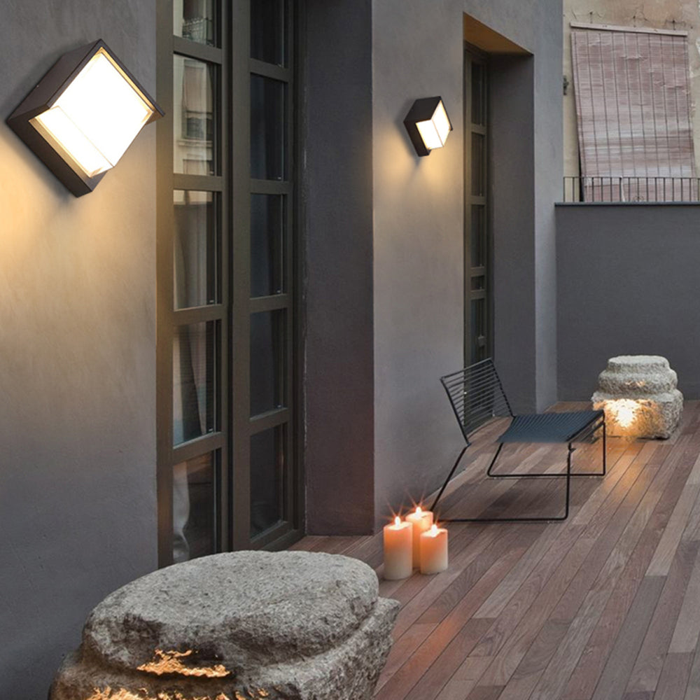 Nova Edge Square Outdoor Wall Light Matte Black Metal