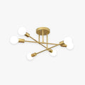 Gold And Black Branch Flush Mount Ceiling Light With Six Bubble Shades