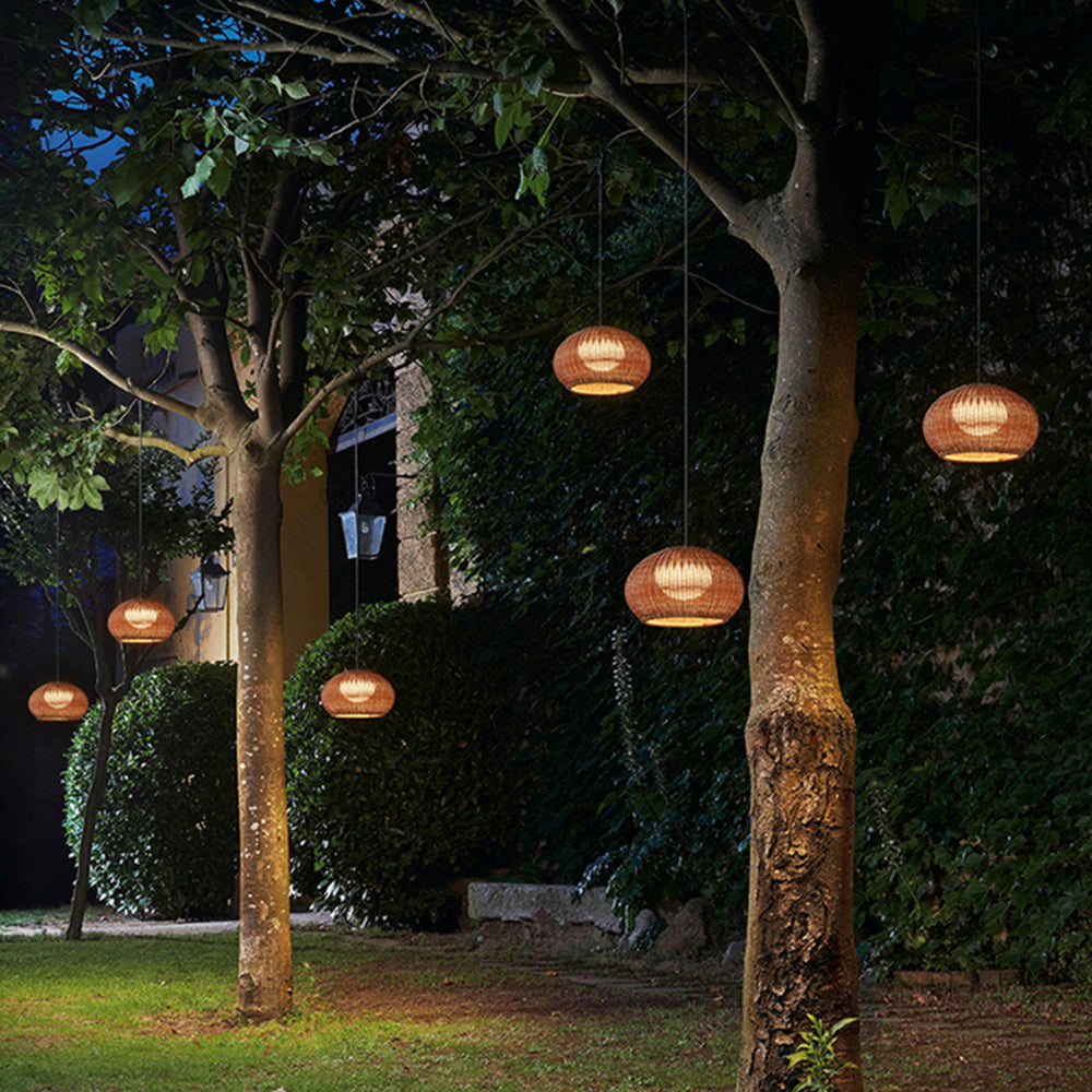 Bamboo And Metal Pendant Light With Durable Frame