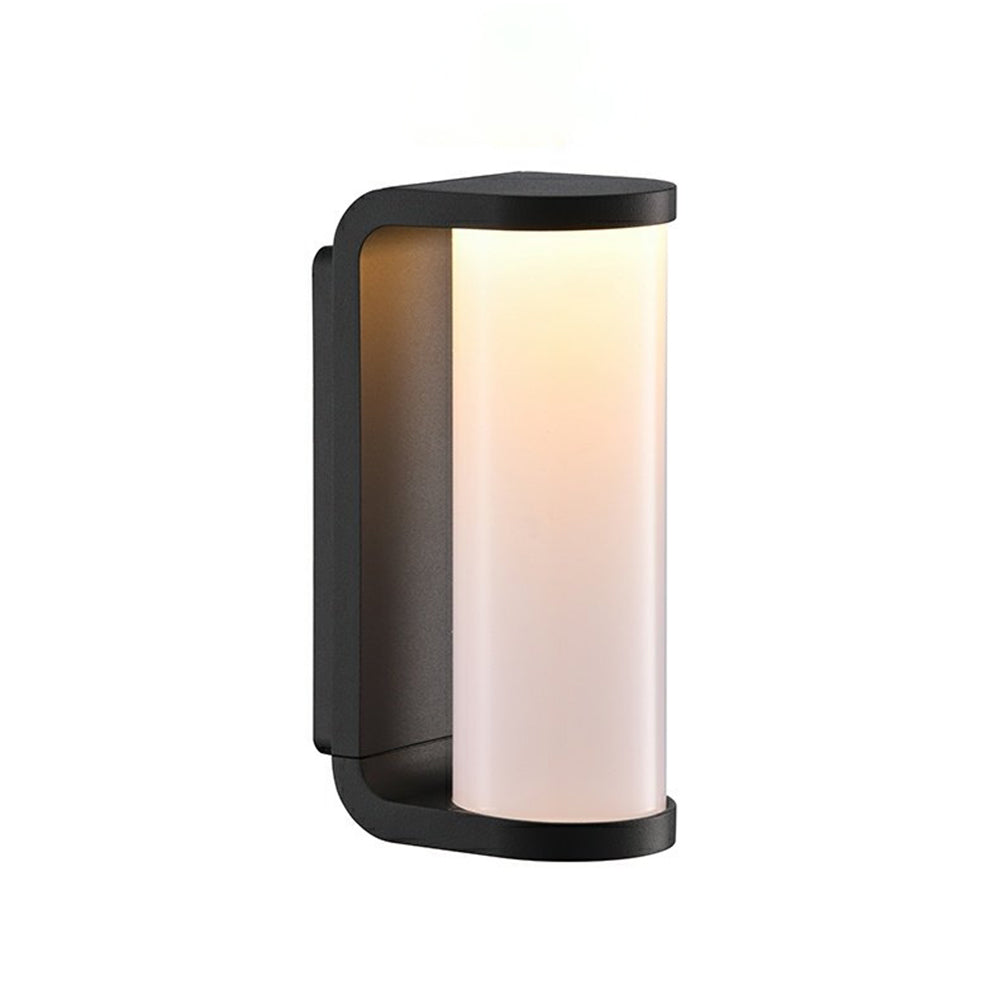 Cylindrical Metal Outdoor Wall Light Black LED Compatible