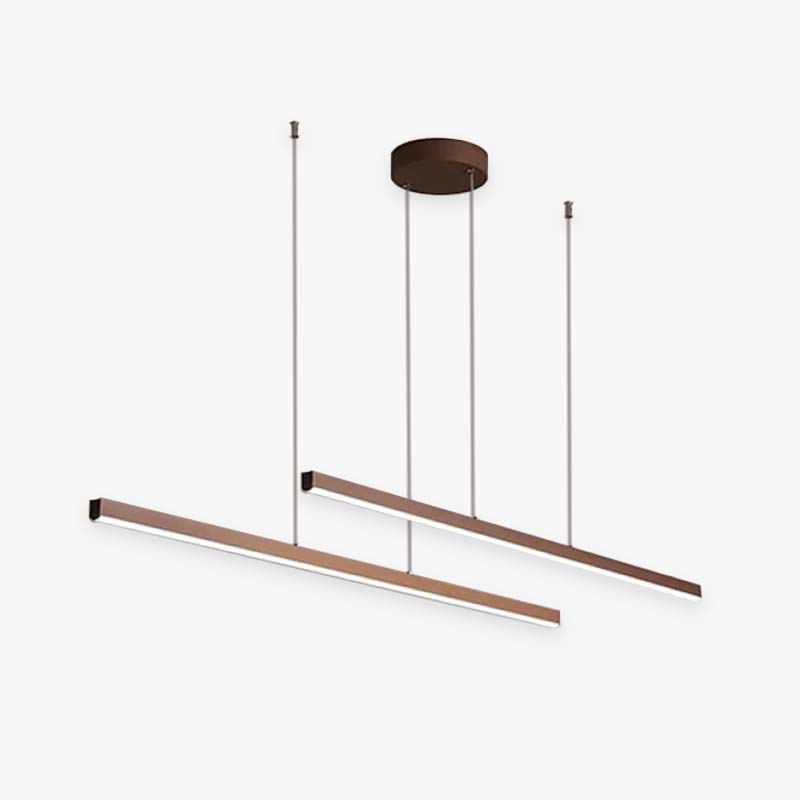 Brown Minimalist Double Linear Pendant Light With Soft Glow