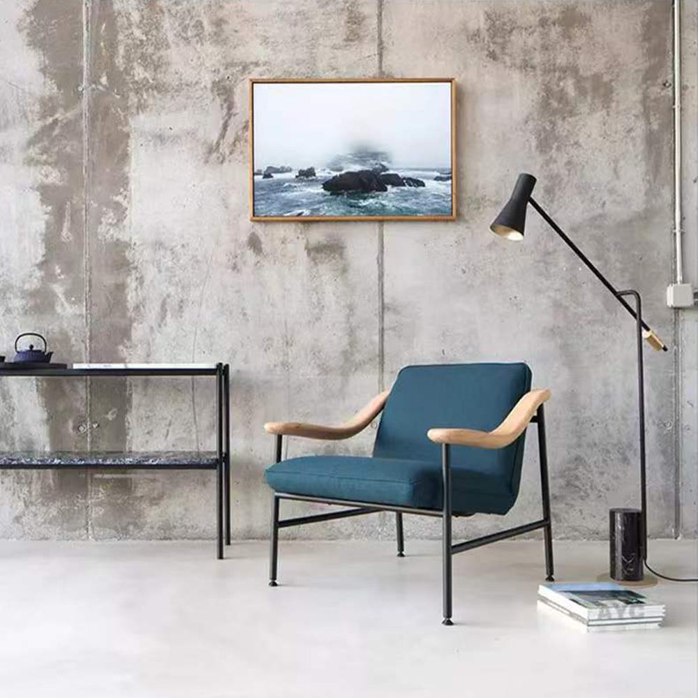 Hat Shape Nordic Floor Lamp In Marble And Black Metal