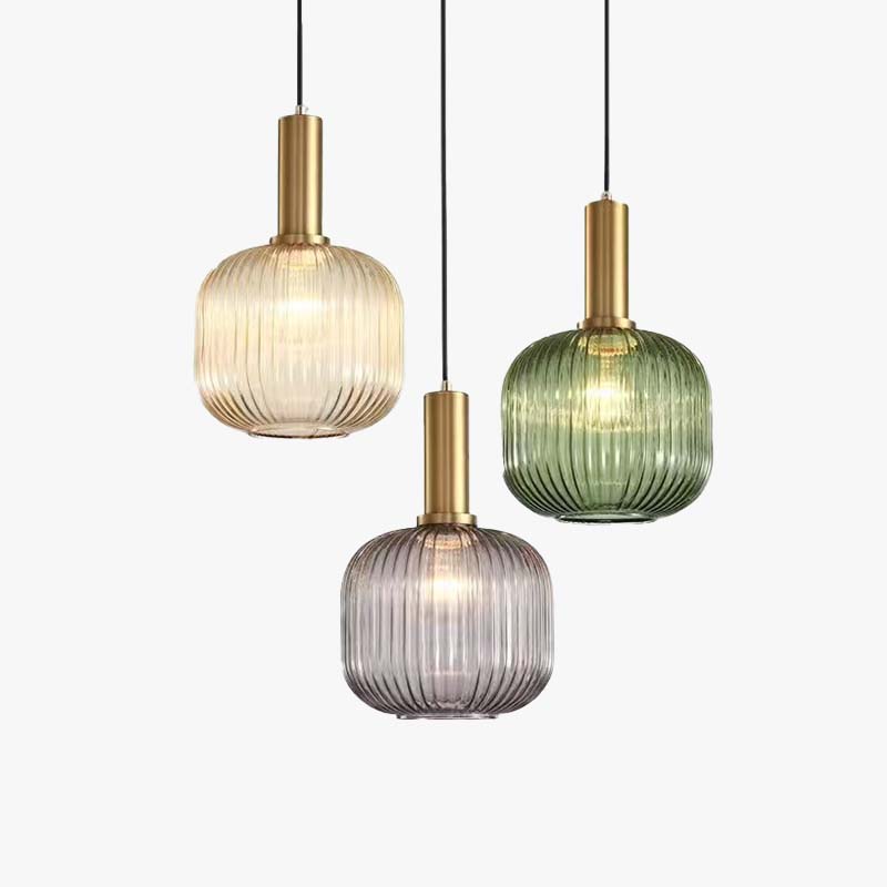 Suspension Cristal en Verre Coloré Tricolore, Éclairage Élégant pour Îlot
