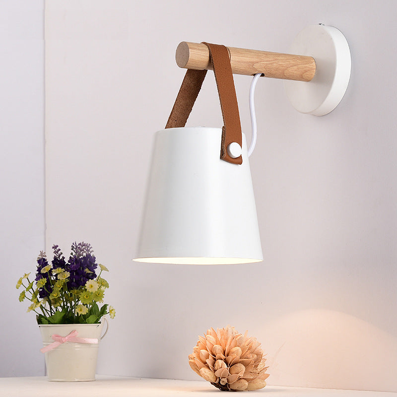 LumenConic Wall Light With Metal And Wood For Living Room