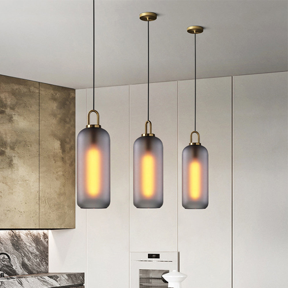 Glass Cylinder Pendant Light With Rust Resistant Metal Frame