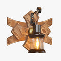 Wood And Metal Vintage Candle Lantern LED Wall Light Gold Finish