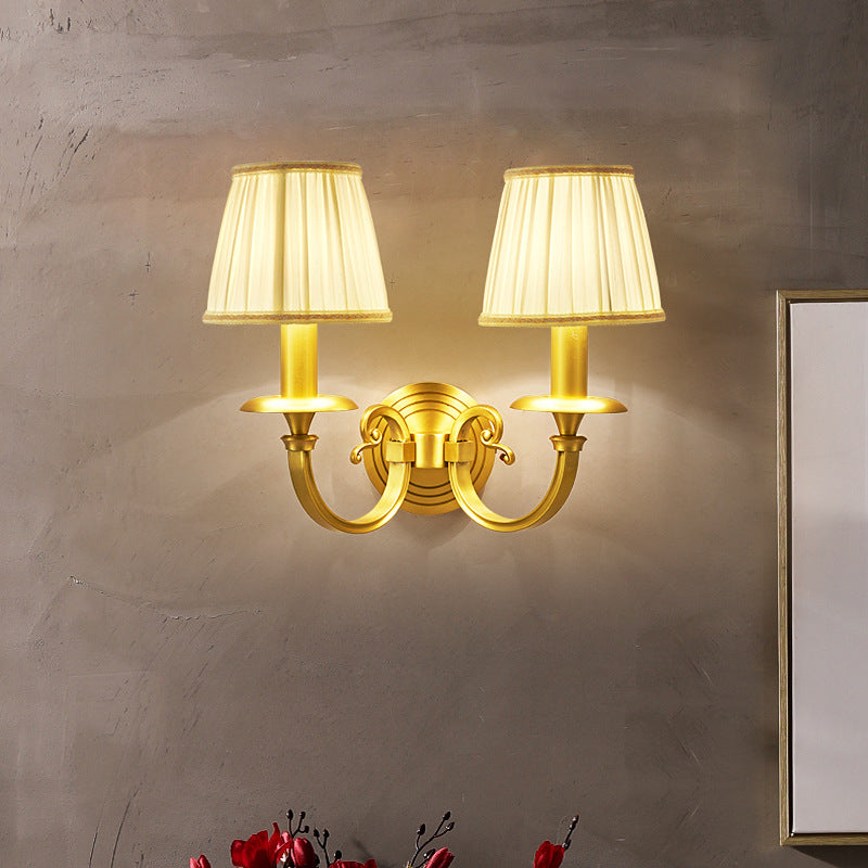 Hardwired LED Wall Lamp in Metal and Fabric Finish for Living Room