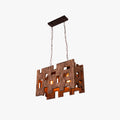 Rectangular Metal Wood Pendant Light Elevates Living Rooms