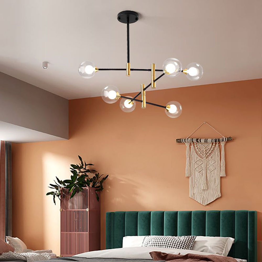 Nordic Bubble Globe Chandelier With Metal And Glass Black And Gold