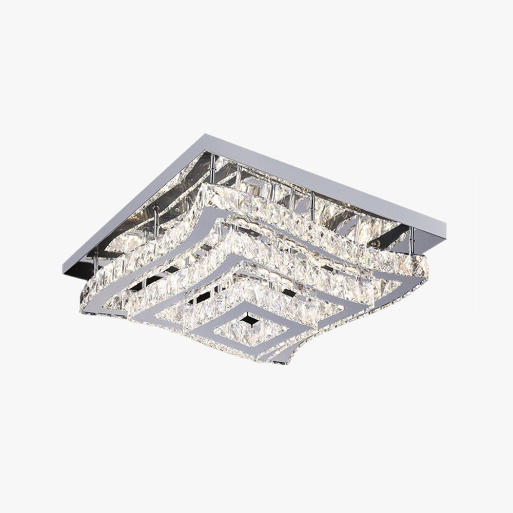 Asteria Square Glass And Metal Flush Mount Ceiling Light Living Room