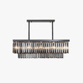 Durable Rectangular Metal Pendant Light With Black Glass