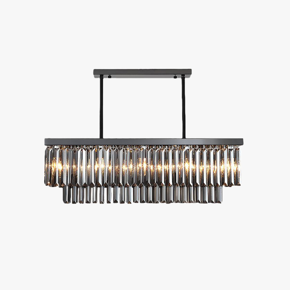 Durable Rectangular Metal Pendant Light With Black Glass