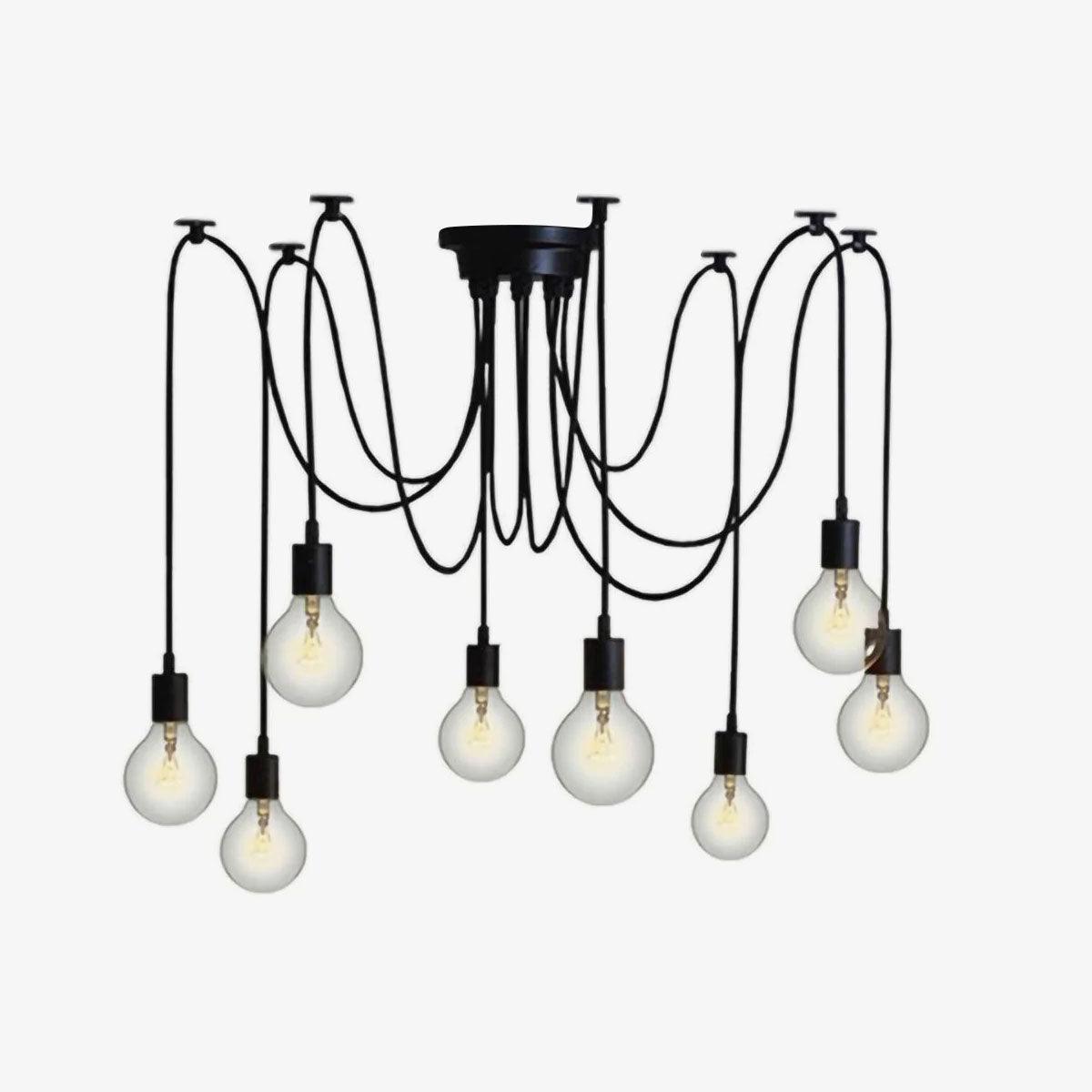 Retro Country LED Spider Chandelier in Black and White