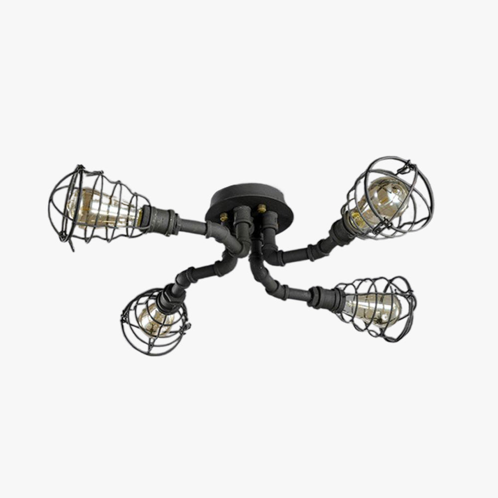 Vintage Industrial Flush Mount Ceiling Light With Handmade Shade