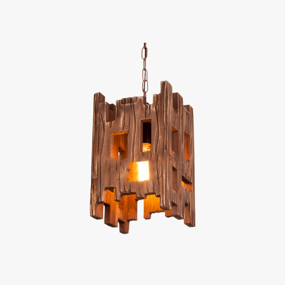 Timeless Retro Rectangular Wood and Metal Pendant Light