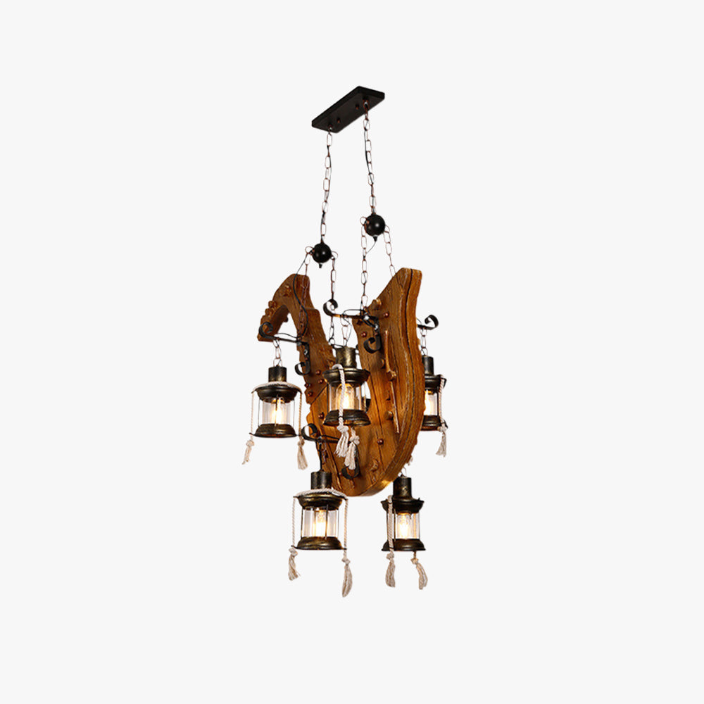 Suspension Saxophone Rétro Métal et Bois de Noyer Ambiance Élégante