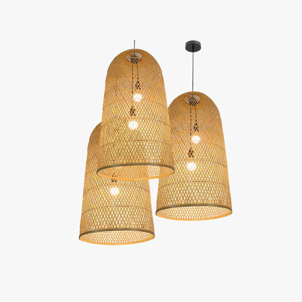 Bamboo LED Pendant Light Handmade With Warm Ambient Glow