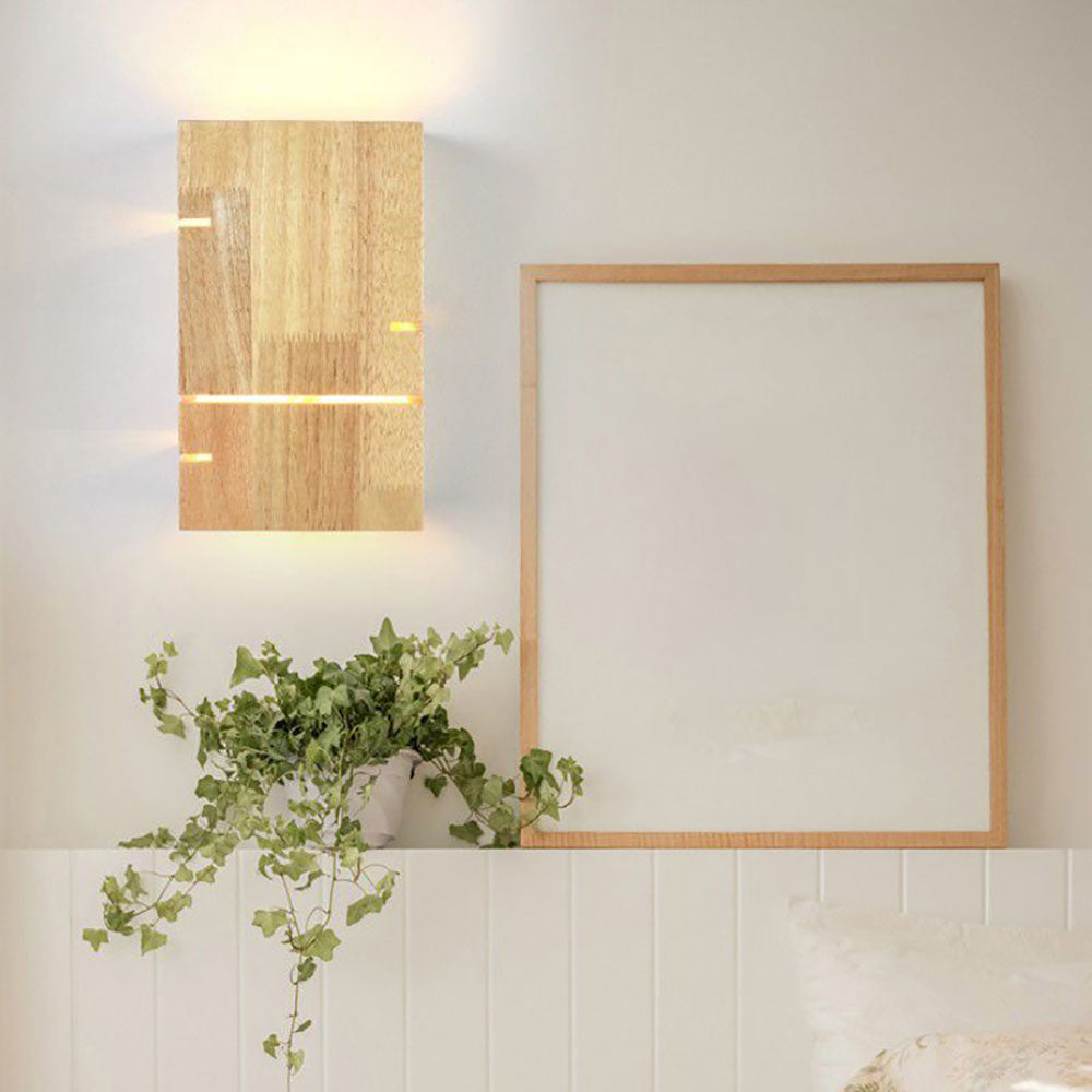 Minimalist Wooden Rectangular Wall Lamp for Bedside and Bedroom