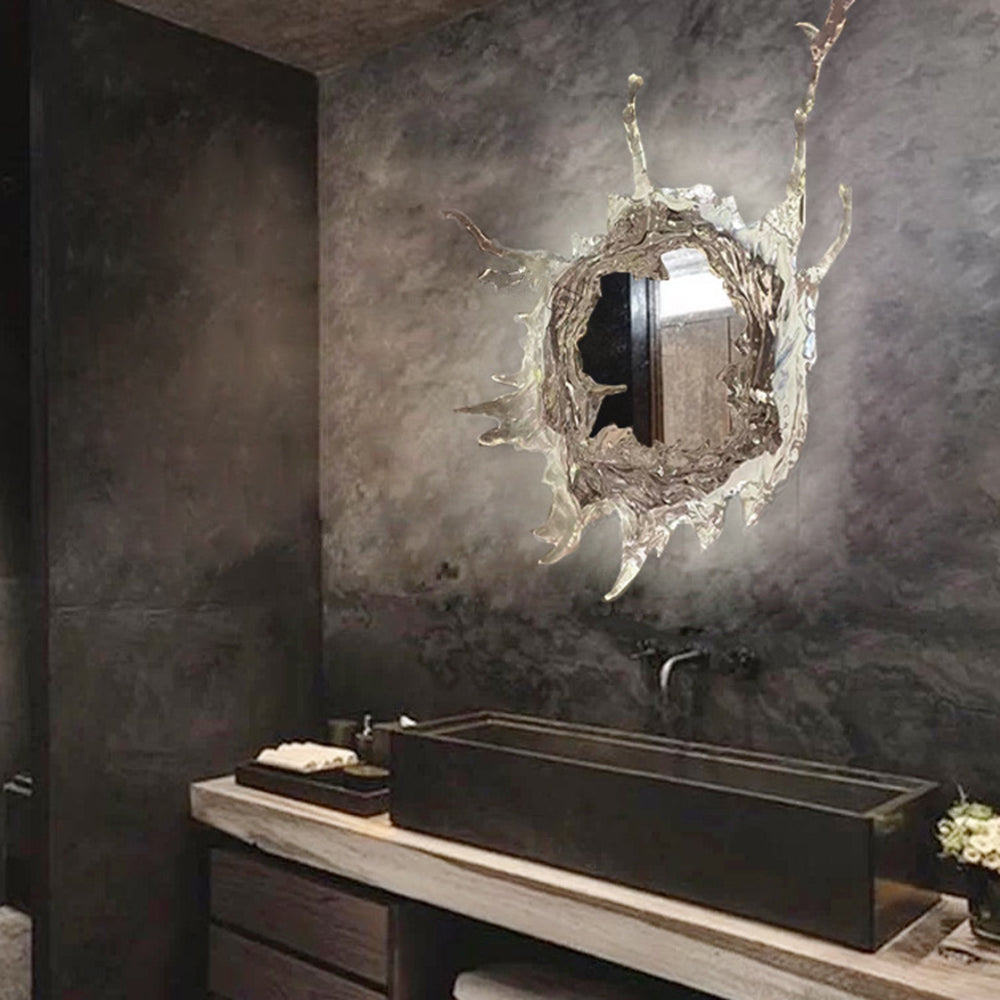 AquaRipple Mirror Wall Light In Gold Or Silver Finish
