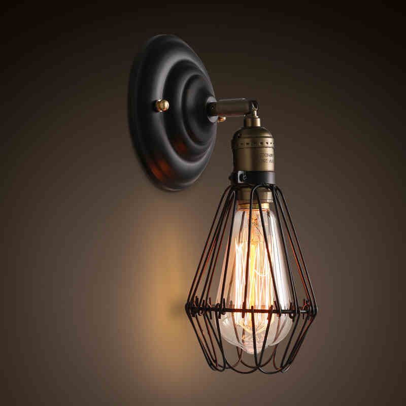 Industrial Metal Lantern Wall Light With Black Rustic Finish