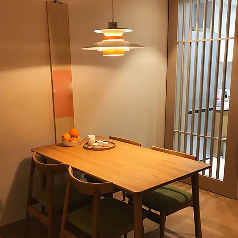 White Metal Pendant Light With Dimmable Led