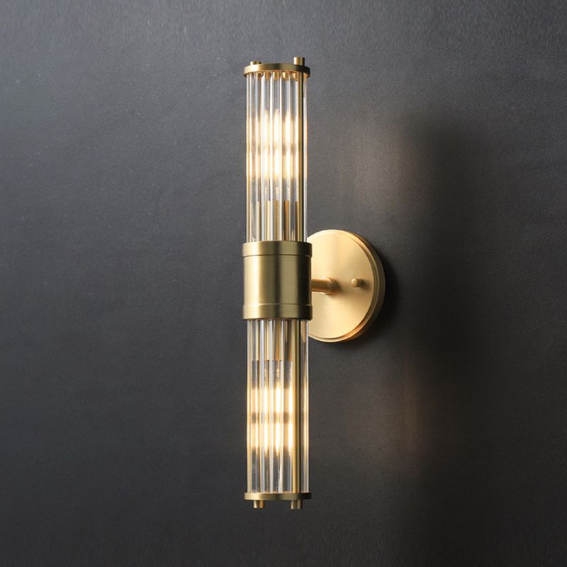 Aurora Cylindrical Gold Glass Vanity Wall Light