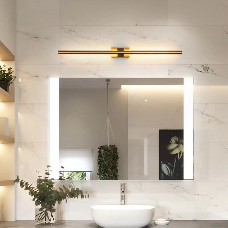 Modern Linear Wall Light In Black Brass For Bedroom